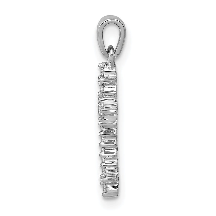 14k White Gold 1/10ct. Diamond Fleur e Lis Cross Pendant