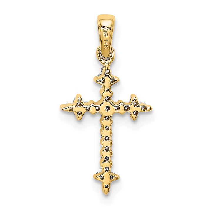 14k and Rhodium 1/10ct. Diamond Fleur de Lis Cross Pendant