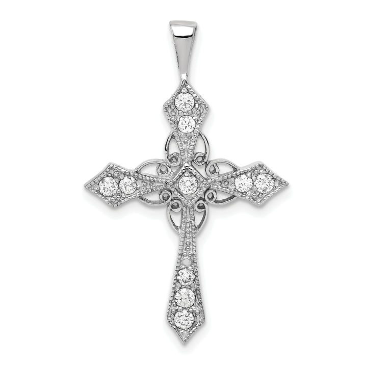 14k White Gold AA Diamond Passion Cross pendant