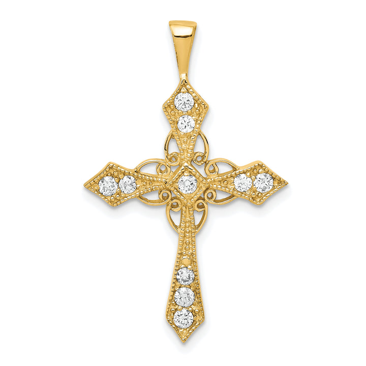 14k AA Diamond Passion Cross Pendant