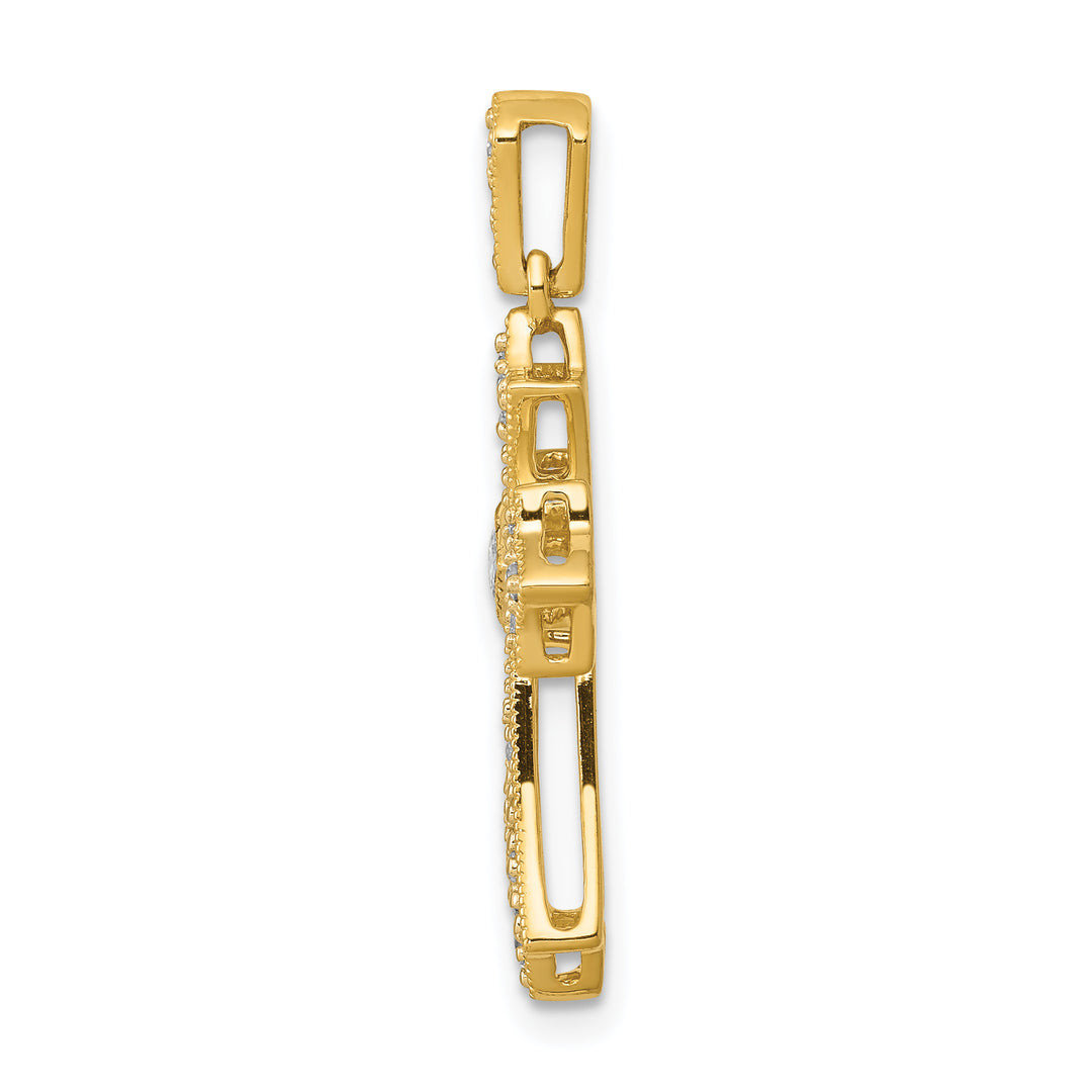 14k  1/6ct. Diamond Fleur de Lis Cross Pendant