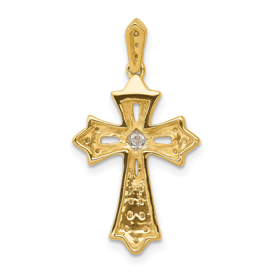 14k  1/6ct. Diamond Fleur de Lis Cross Pendant