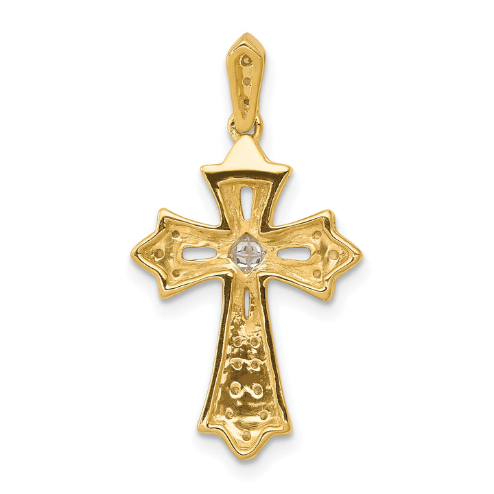 14k  1/6ct. Diamond Fleur de Lis Cross Pendant