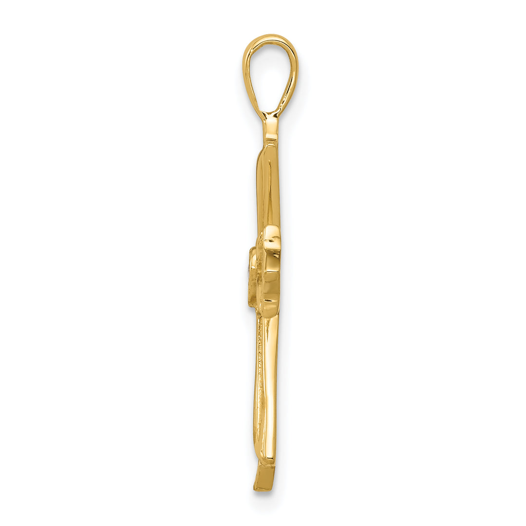 14k AA Diamond Cross w/ Heart Center Pendant