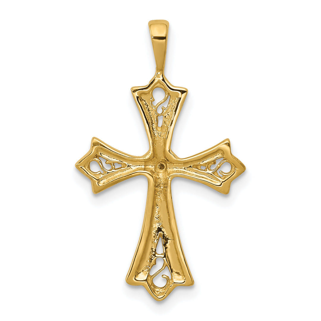 14k AA Diamond Cross w/ Heart Center Pendant