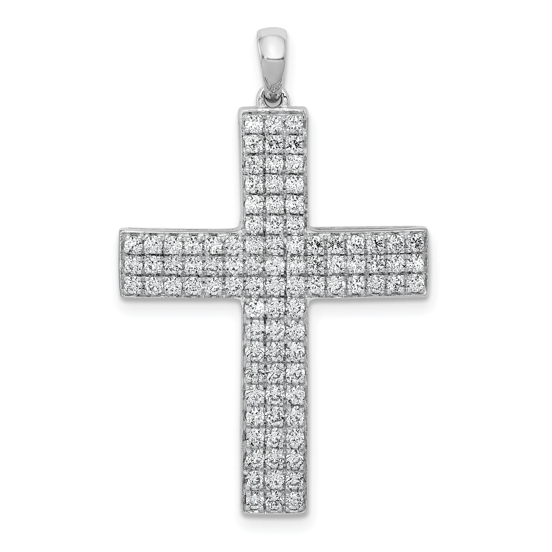 14k White Gold 1ct. Diamond Latin Cross Pendant
