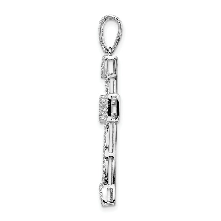 14k White Gold Diamond Filigree Cross Pendant