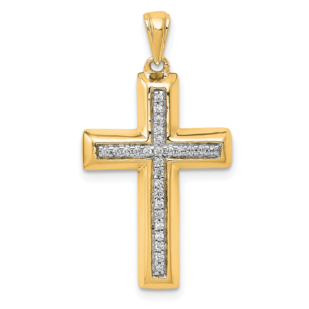 14k Large 1/10ct. Diamond Cross Pendant