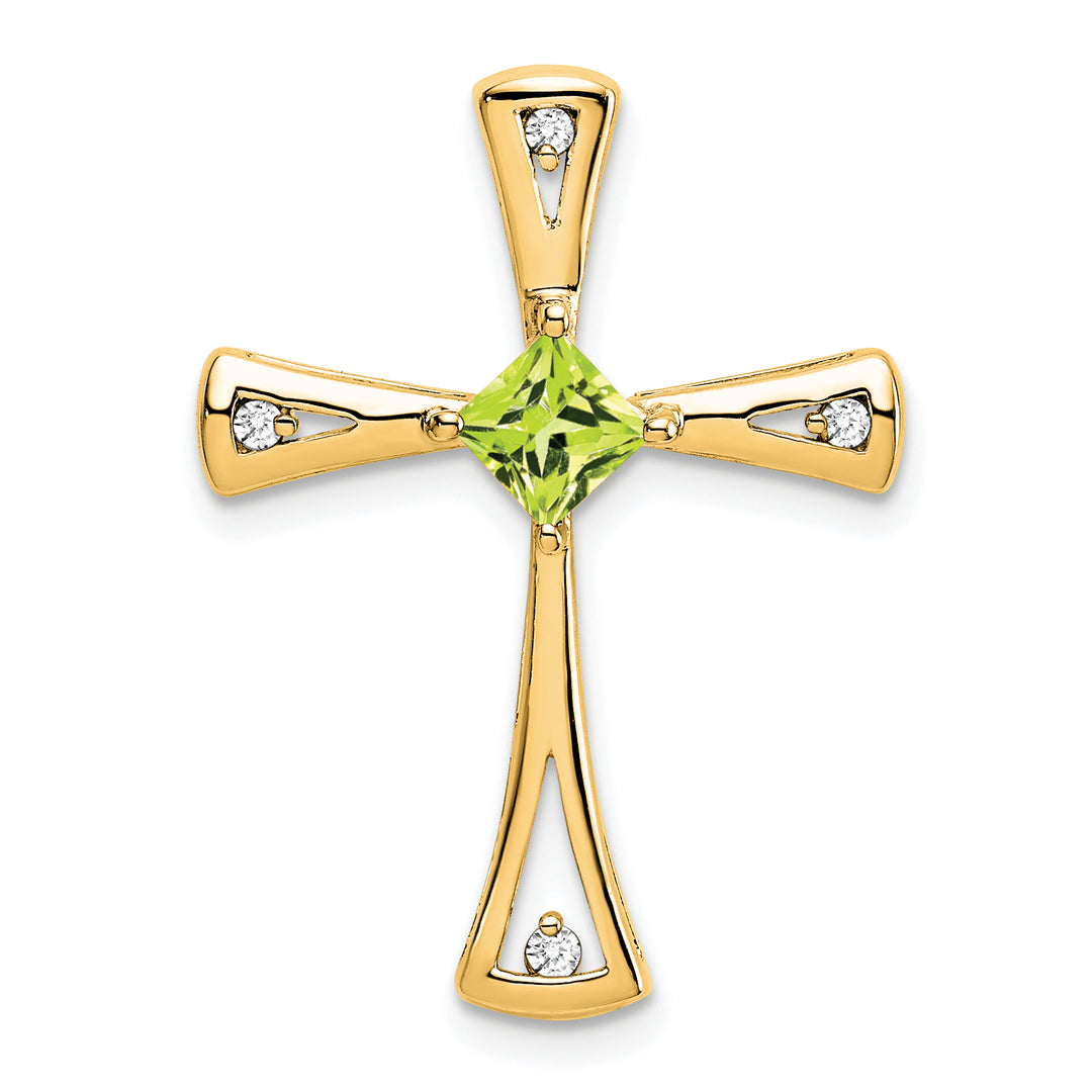 14k Peridot and Diamond Cross Chain Slide