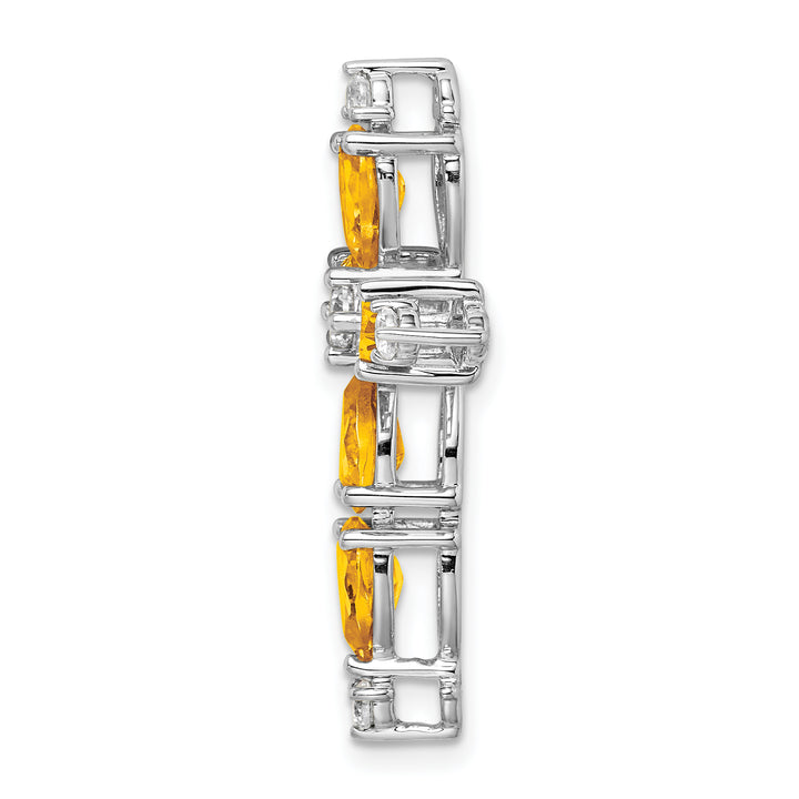 14k White Gold Citrine and Diamond Cross Chain Slide