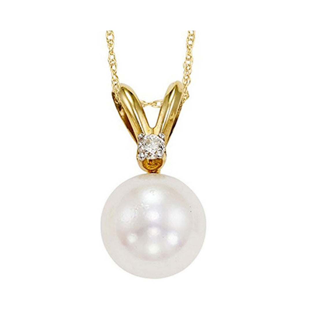 14Kt Yellow Gold Diamond 1/25Ctw & Pearl Pendant