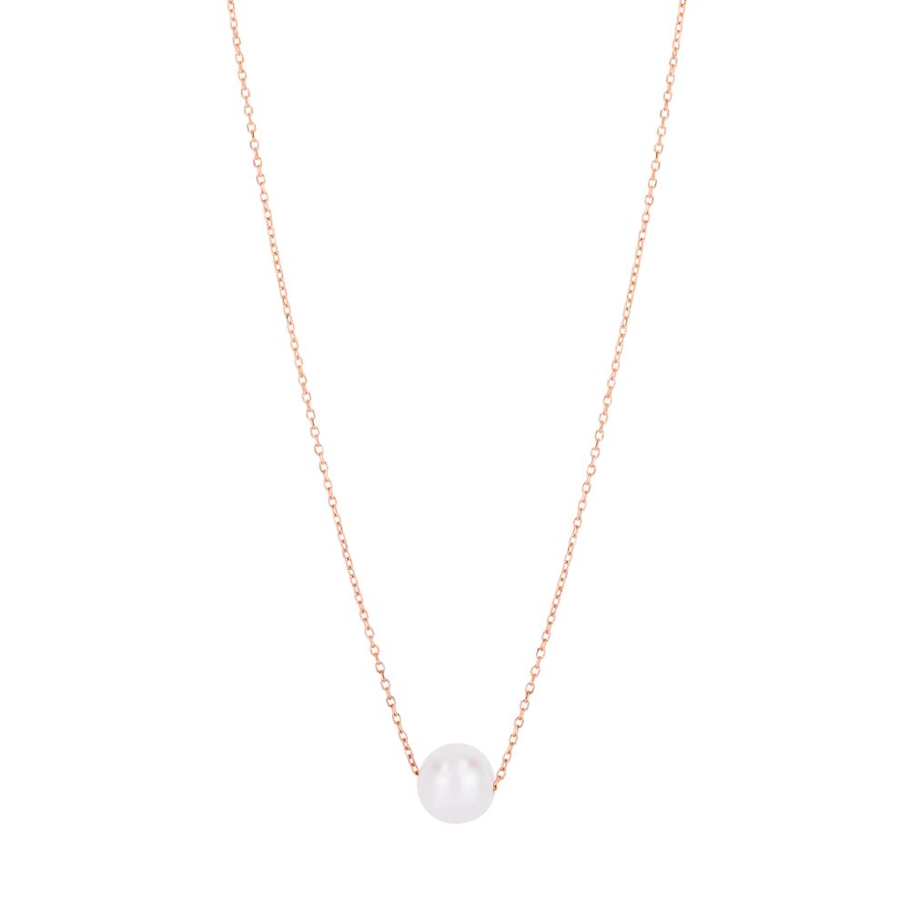 14K Pearl Necklace Solitaire