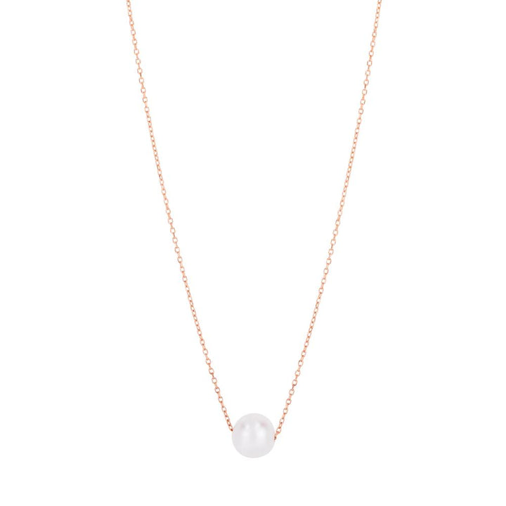 14K Pearl Necklace Solitaire