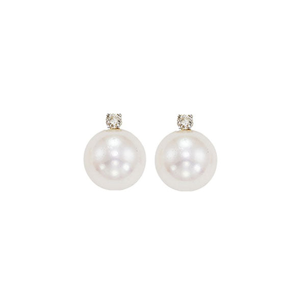 14Kt White Gold Diamond 1/20Ctw & Pearl Earring
