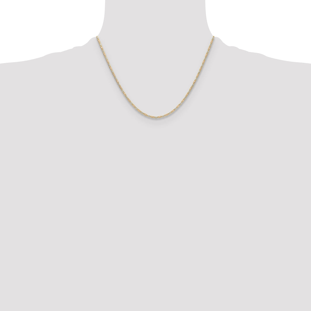 14k 2.0mm Tri-color Gold PavÃ© Valentino Chain