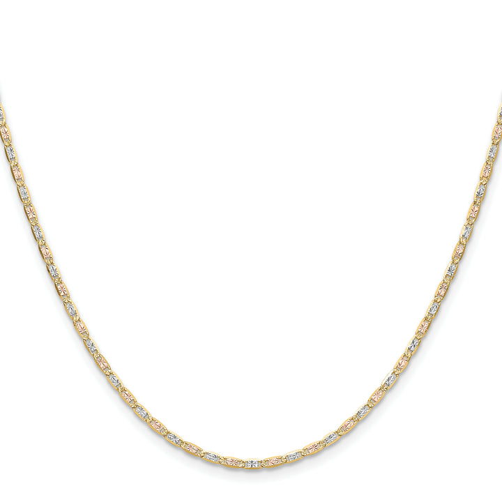 14k 2.0mm Tri-color Gold PavÃ© Valentino Chain