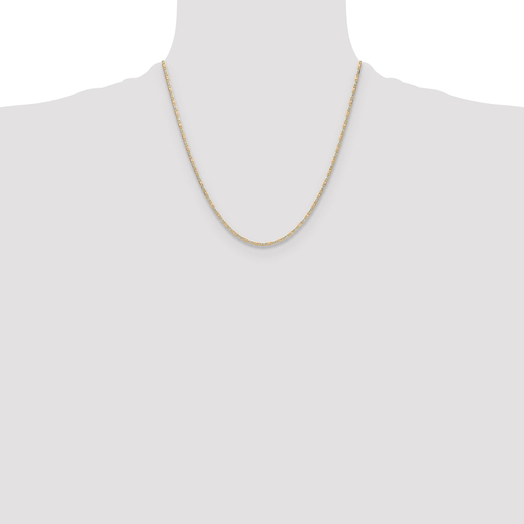14k 2.0mm Tri-color Gold Pavé Valentino Chain