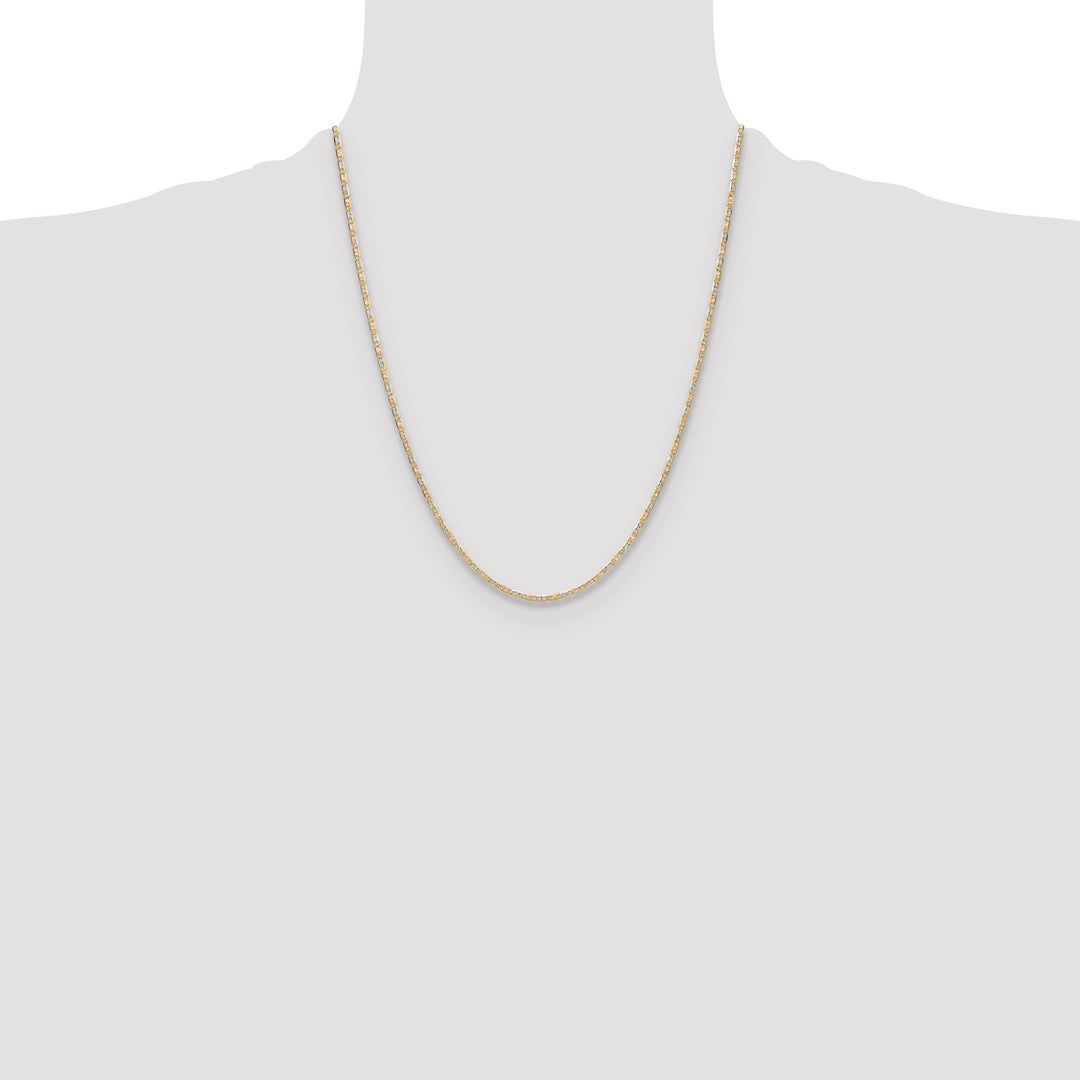 14k 2.0mm Tri-color Gold Pavé Valentino Chain