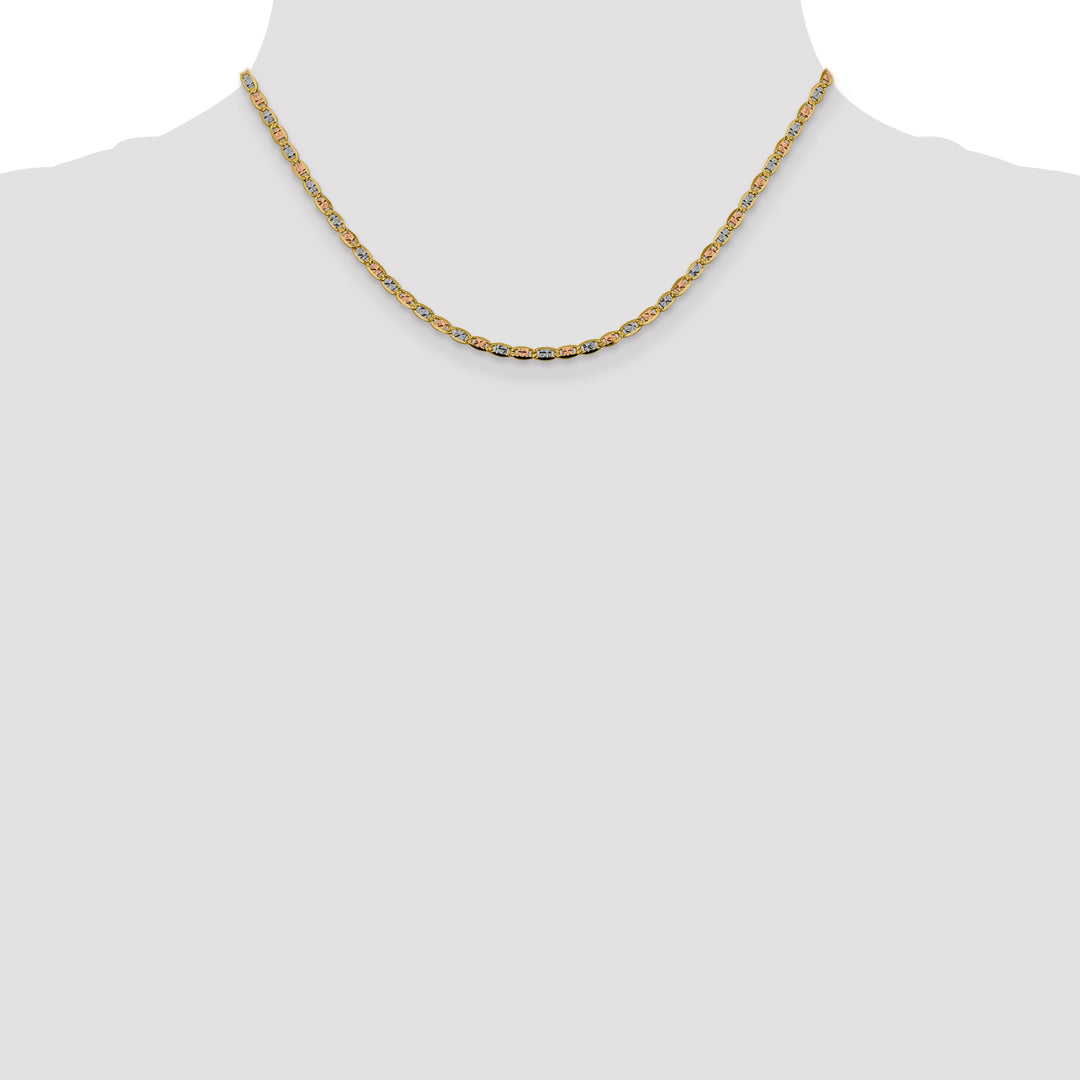 14k 2.75mm Tri-color Gold PavÃ© Valentino Chain