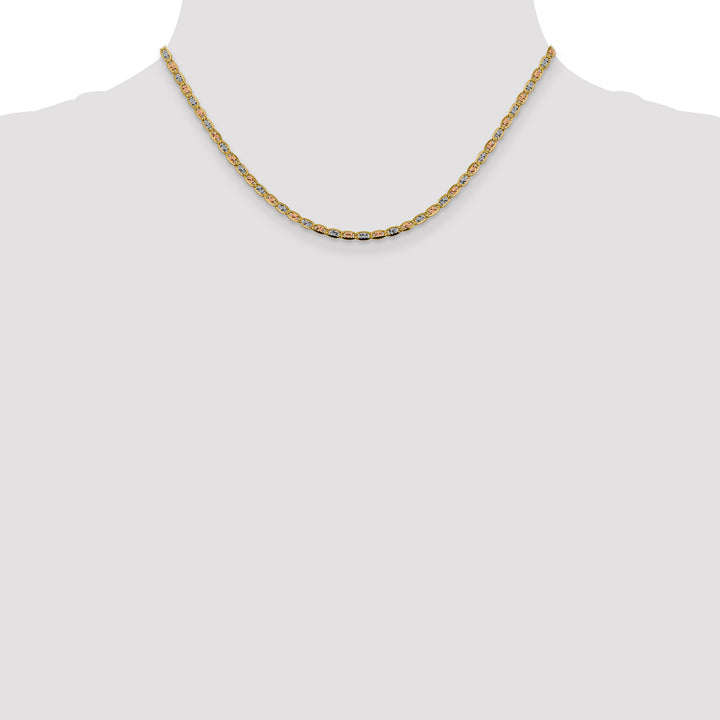14k 2.75mm Tri-color Gold PavÃ© Valentino Chain