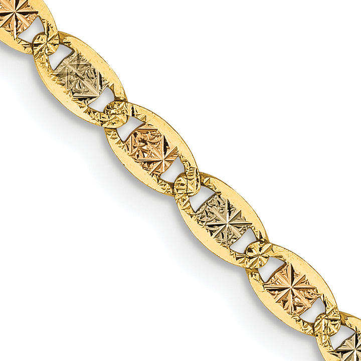 14k 2.75mm Tri-color Gold PavÃ© Valentino Chain
