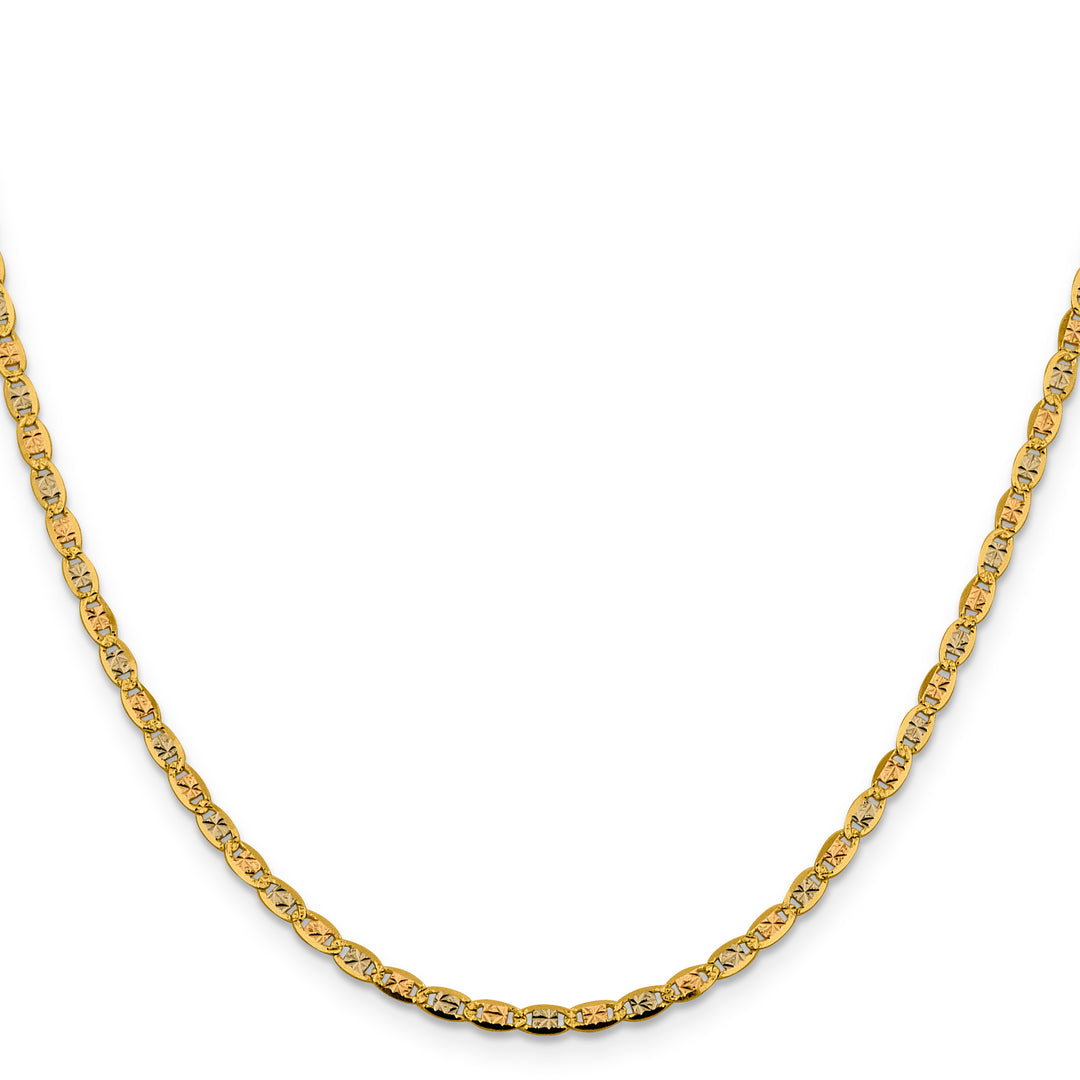 14k 2.75mm Tri-color Gold PavÃ© Valentino Chain
