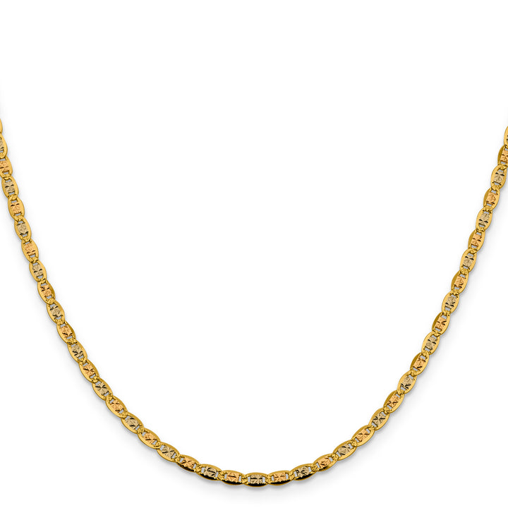 14k 2.75mm Tri-color Gold PavÃ© Valentino Chain