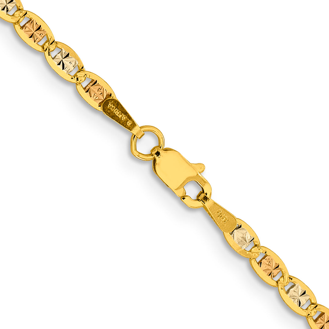 14k 2.75mm Tri-color Gold PavÃ© Valentino Chain