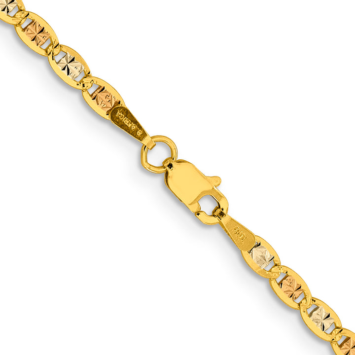 14k 2.75mm Tri-color Gold PavÃ© Valentino Chain