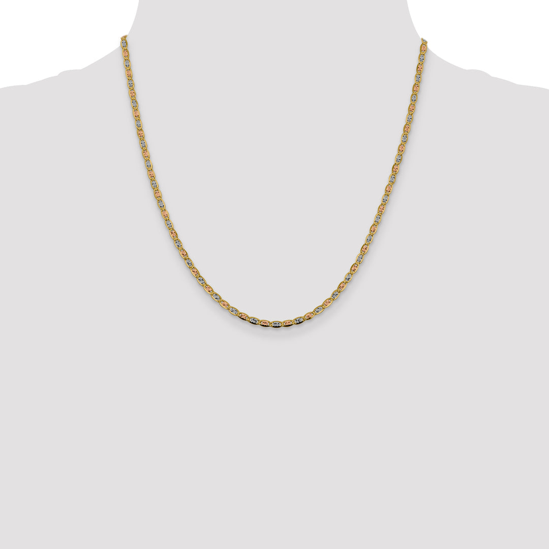 14k 2.75mm Tri-color Gold PavÃ© Valentino Chain