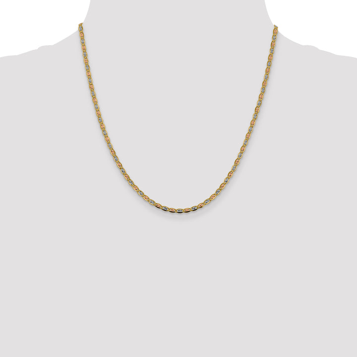14k 2.75mm Tri-color Gold PavÃ© Valentino Chain