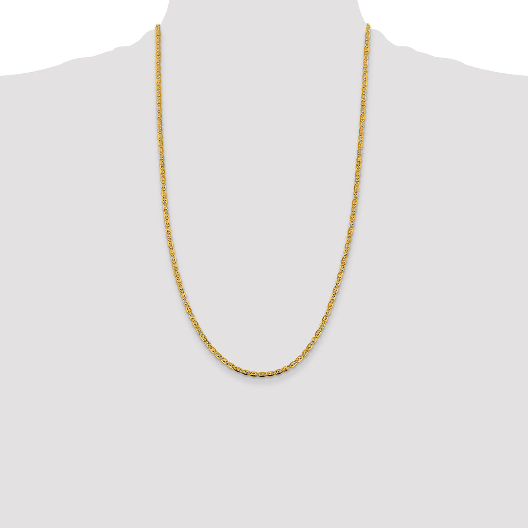 14k 2.75mm Tri-color Gold Pavé Valentino Chain