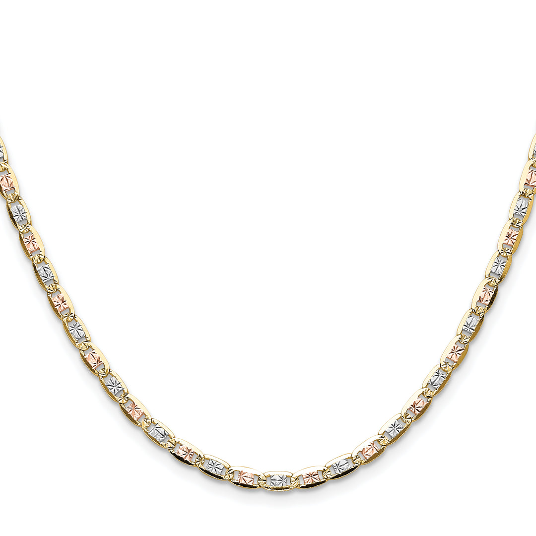 14k 3.2mm Tri-color Gold PavÃ© Valentino Chain