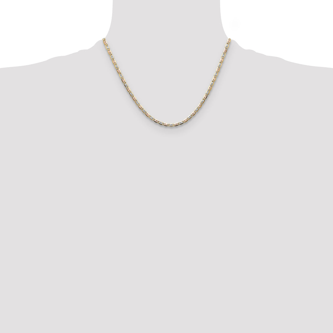14k 3.2mm Tri-color Gold Pavé Valentino Chain