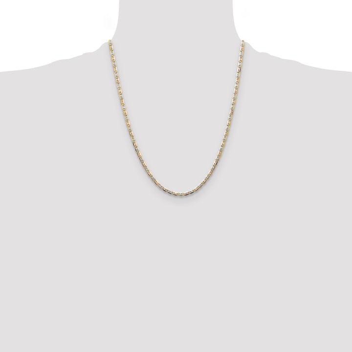 14k 3.2mm Tri-color Gold Pavé Valentino Chain