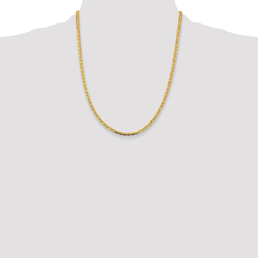 14k 3.8mm Tri-color Gold PavÃ© Valentino Chain