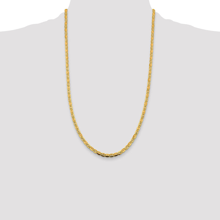 14k 3.8mm Tri-color Gold PavÃ© Valentino Chain