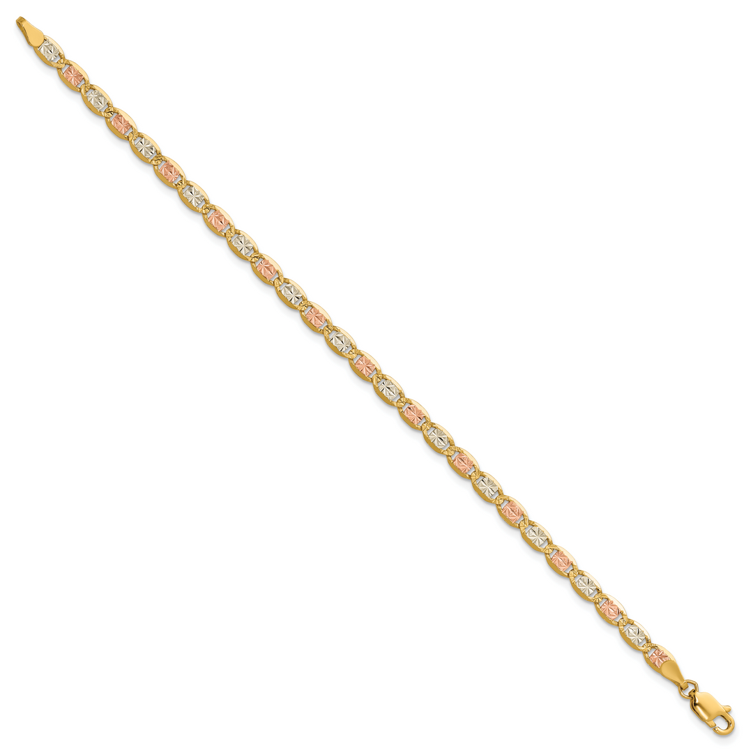 14k 3.8mm Tri-color Gold Pavé Valentino Chain