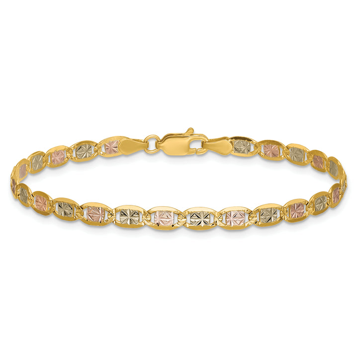 14k 3.8mm Tri-color Gold Pavé Valentino Chain