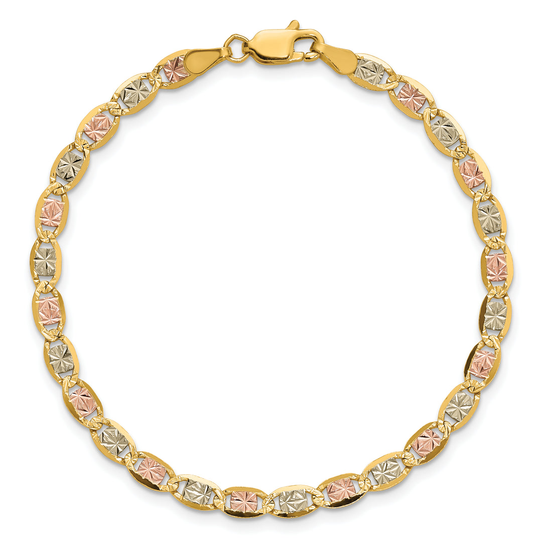 14k 3.8mm Tri-color Gold Pavé Valentino Chain