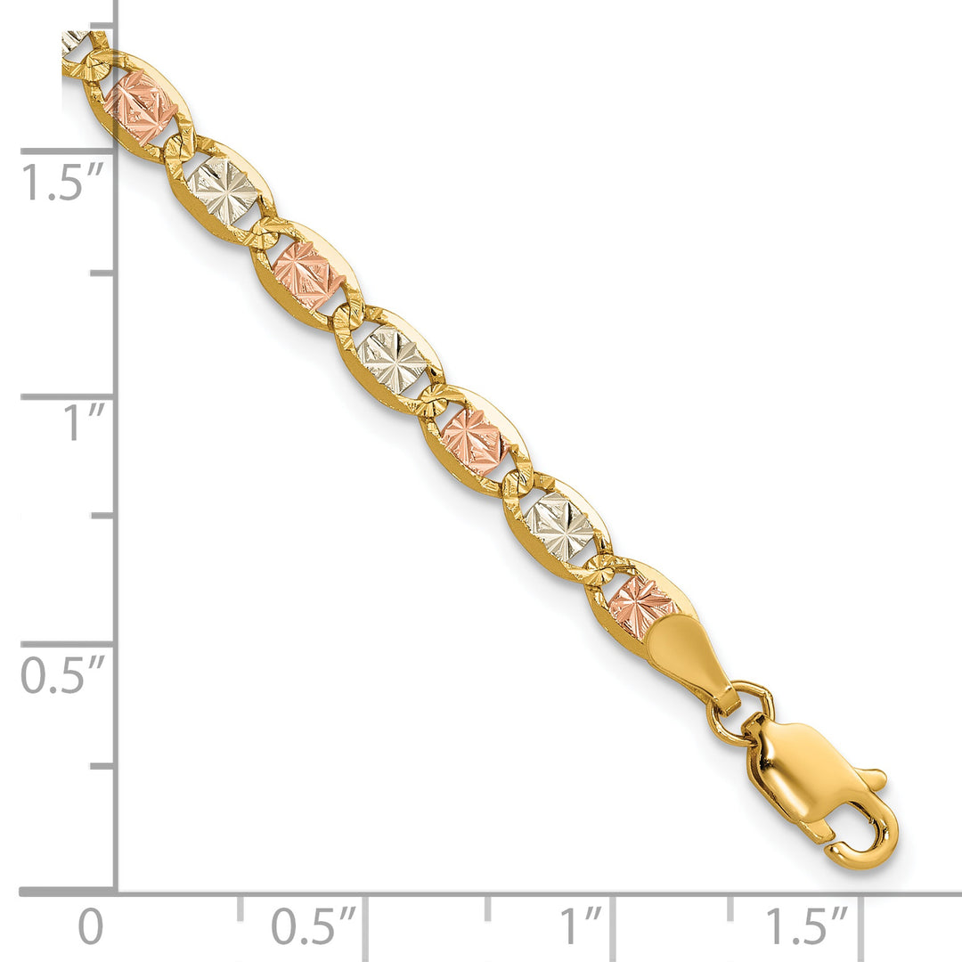 14k 3.8mm Tri-color Gold Pavé Valentino Chain