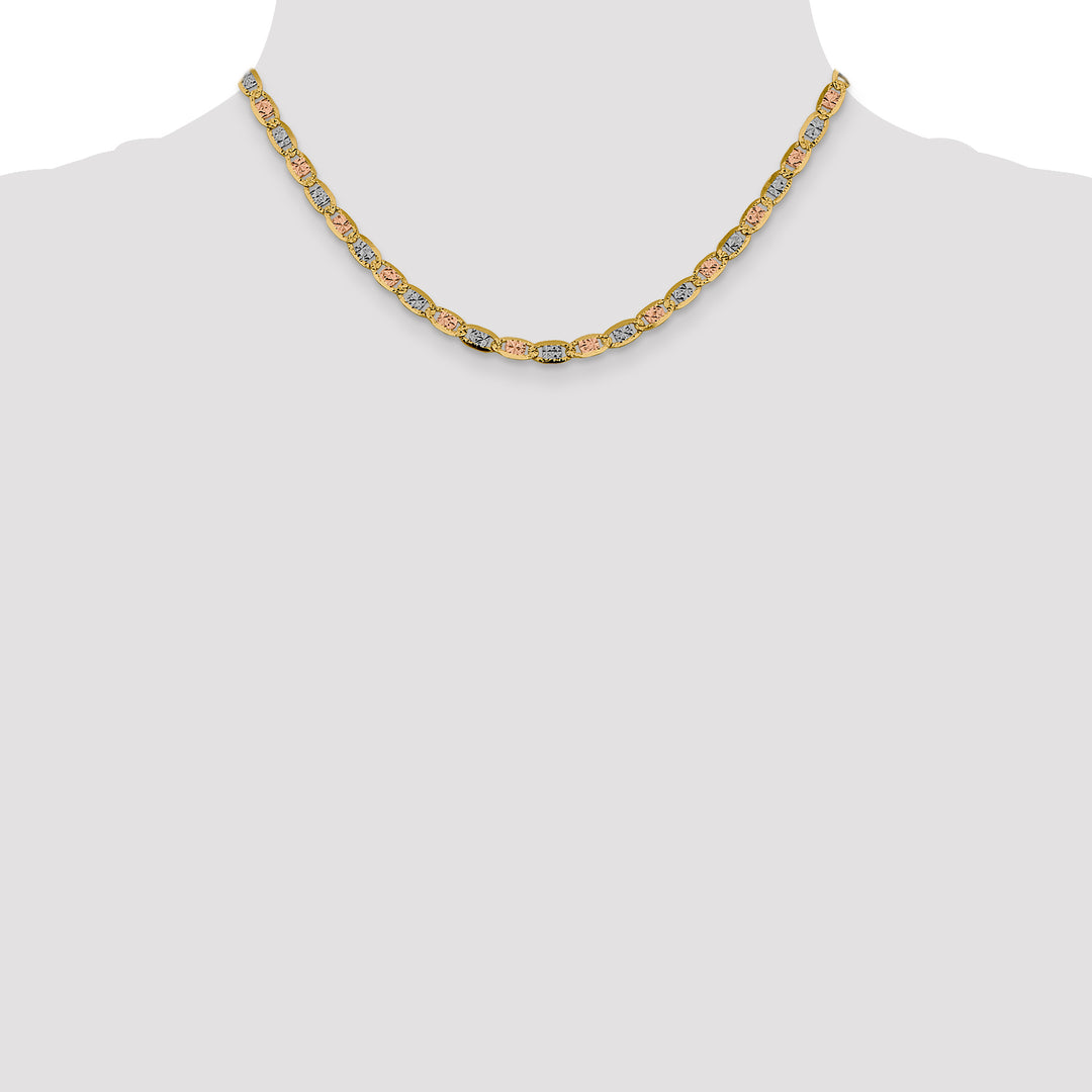 14k 4.65mm Tri-color Gold PavÃ© Valentino Chain