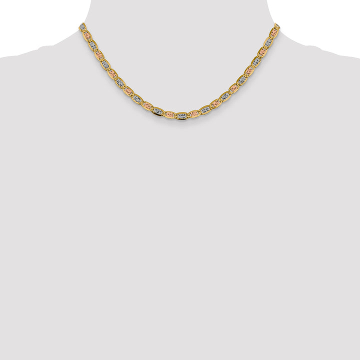 14k 4.65mm Tri-color Gold PavÃ© Valentino Chain