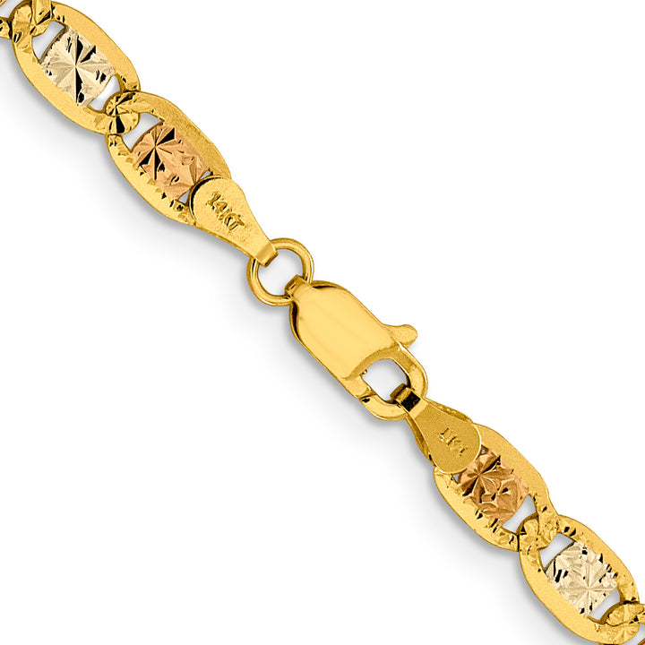 14k 4.65mm Tri-color Gold PavÃ© Valentino Chain