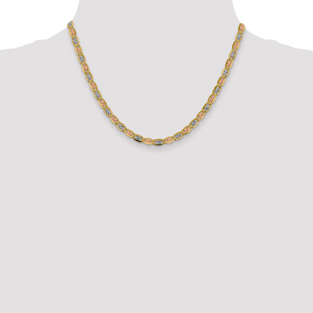 14k 4.65mm Tri-color Gold PavÃ© Valentino Chain