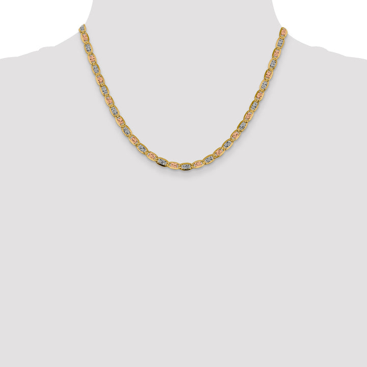 14k 4.65mm Tri-color Gold PavÃ© Valentino Chain