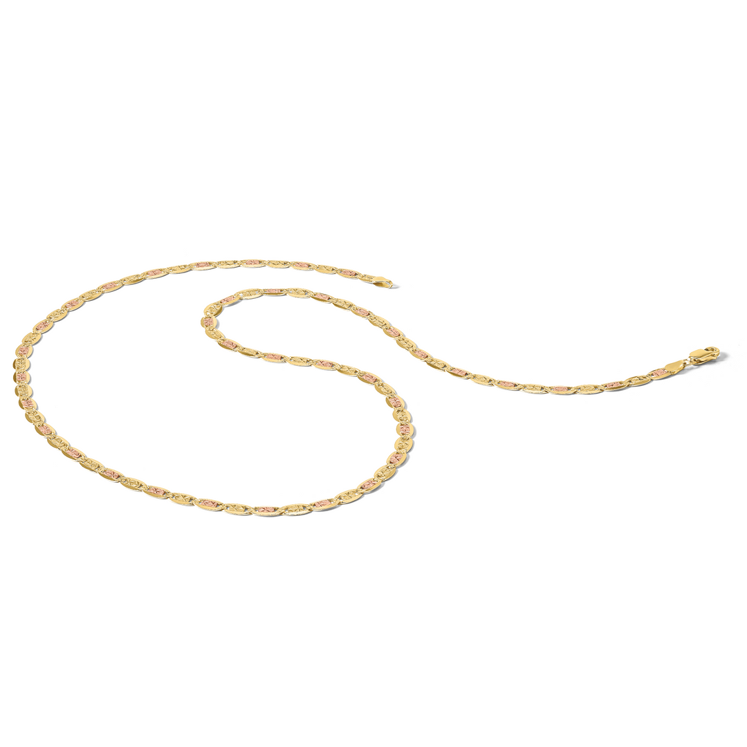 14k 4.65mm Tri-color Gold PavÃ© Valentino Chain