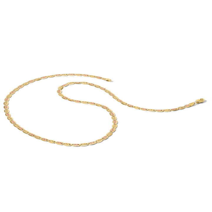 14k 4.65mm Tri-color Gold PavÃ© Valentino Chain