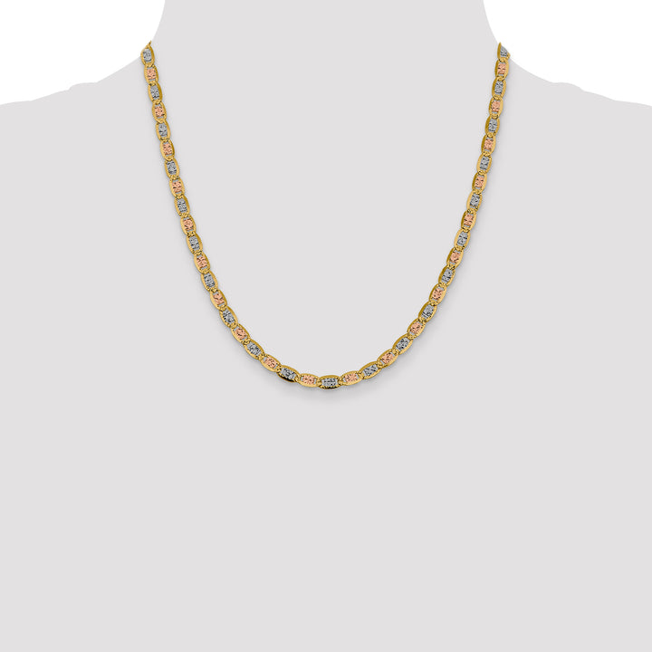 14k 4.65mm Tri-color Gold PavÃ© Valentino Chain