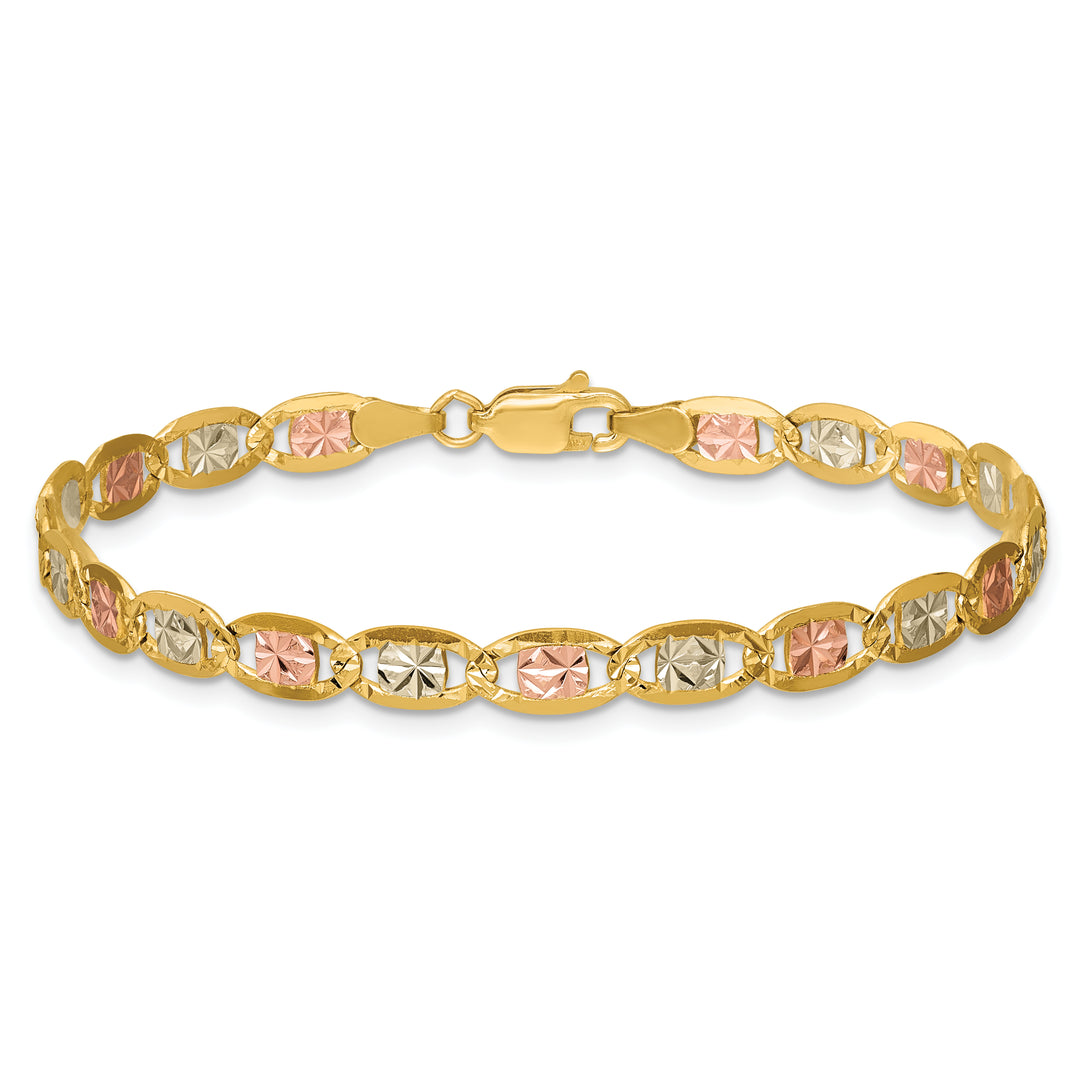 14k 4.65mm Tri-color Gold PavÃ© Valentino Chain